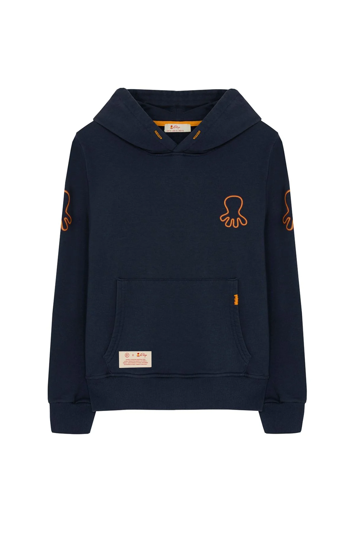 SUDADERA NIÑO CAPUCHA ESTAMPADO TRIPLE LOGO NARANJITO AZUL MARINO DELAVÉ - Image 2