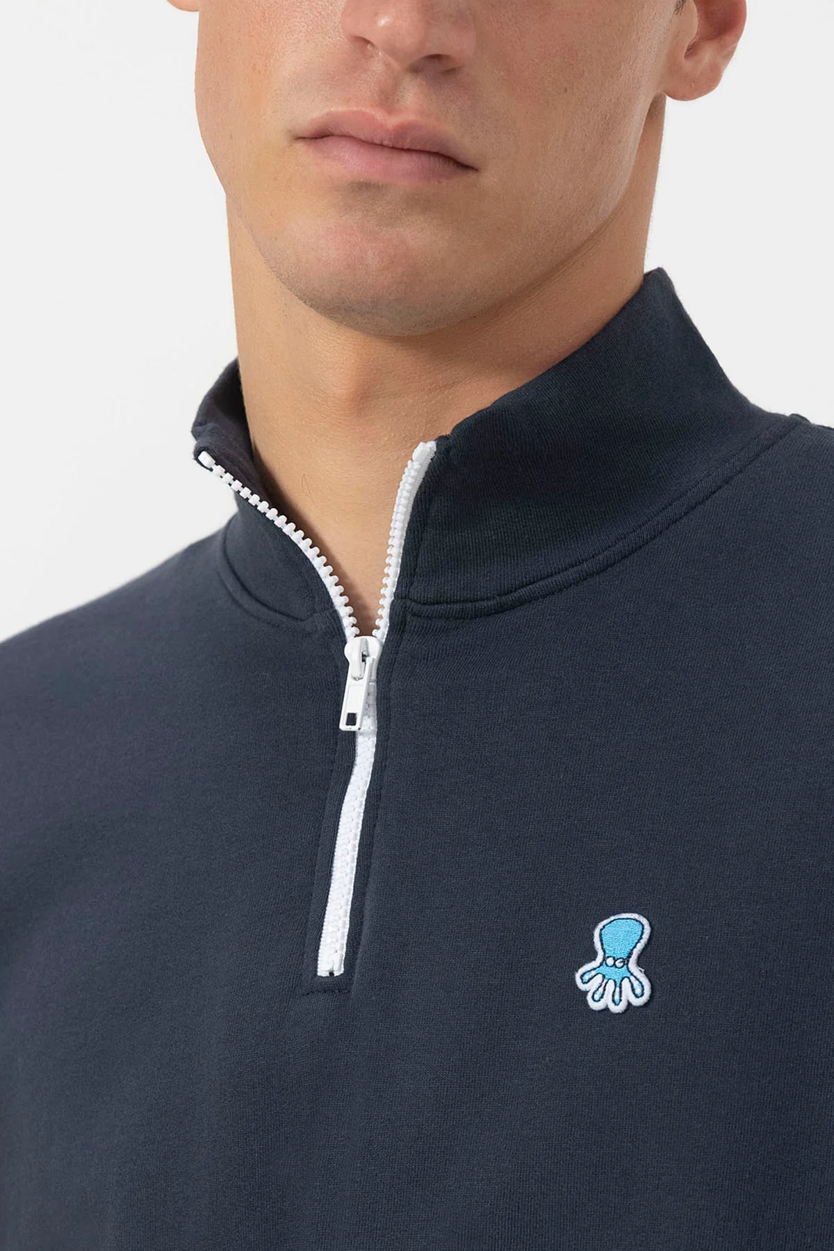 SUDADERA PERKINS BORDADO LOGO ELPULPO CONTRASTE AZUL MARINO - Image 3