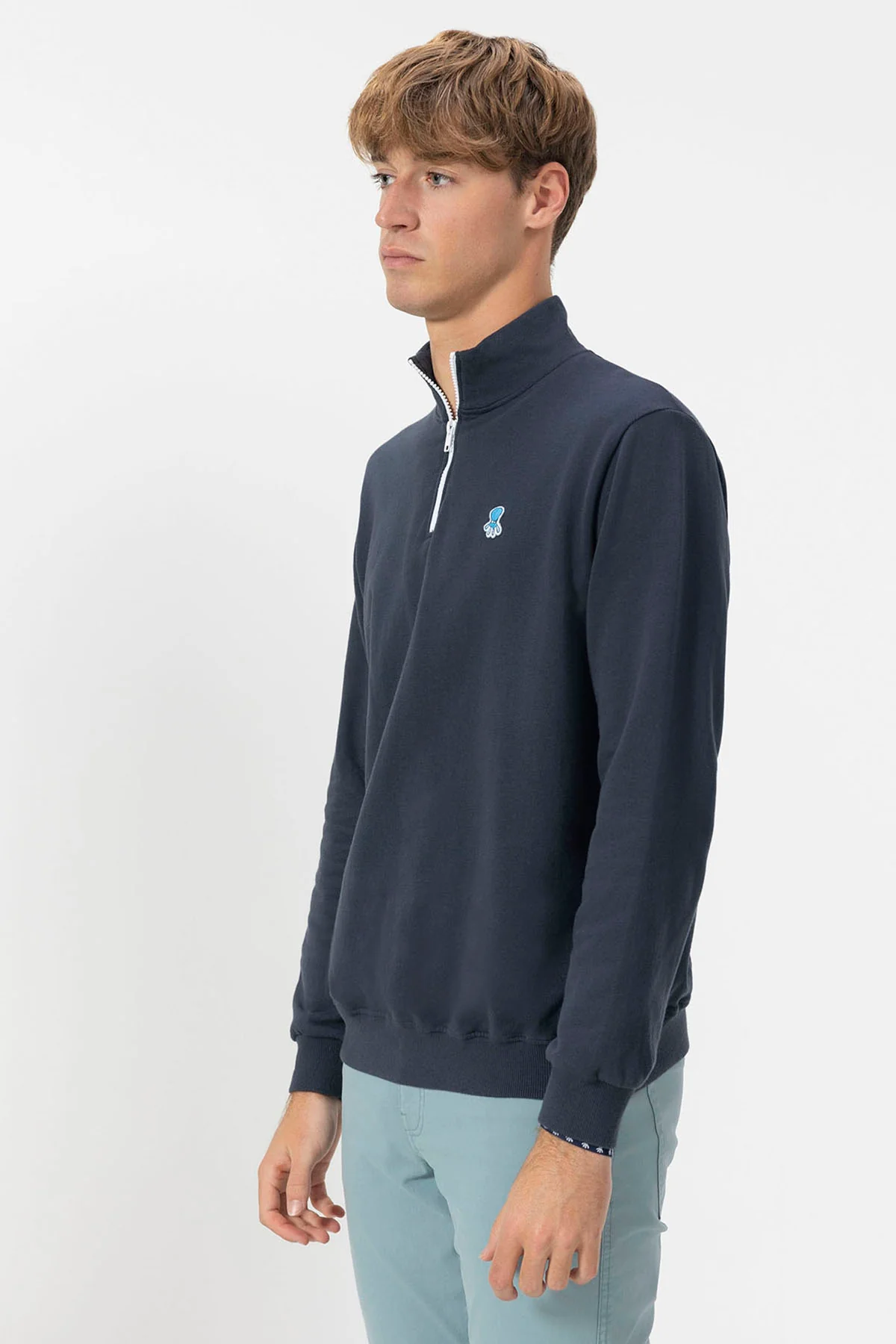 SUDADERA PERKINS BORDADO LOGO ELPULPO CONTRASTE AZUL MARINO - Image 5