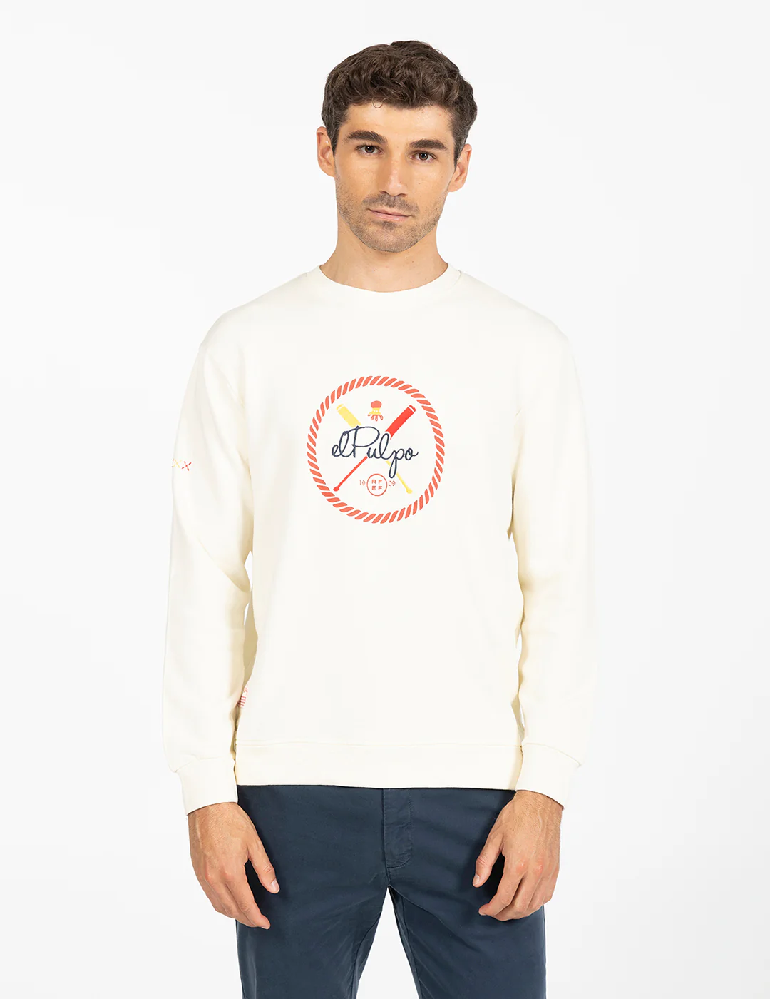 SUDADERA REMOS RFEF BLANCO ROTO